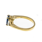 Ocean Tide - Vintage 18K Gold Natural Ceylon Sapphire & Trillion Cut Diamond Ring (VR695)