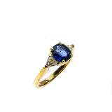 Ocean Tide - Vintage 18K Gold Natural Ceylon Sapphire & Trillion Cut Diamond Ring (VR695)