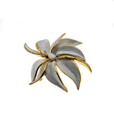 Magnolia - Vintage Marcel Boucher Le Couturier Gold Plate White Enamel Flower Brooch (VBR162)