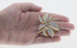 Magnolia - Vintage Marcel Boucher Le Couturier Gold Plate White Enamel Flower Brooch (VBR162)