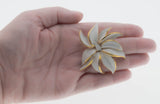 Magnolia - Vintage Marcel Boucher Le Couturier Gold Plate White Enamel Flower Brooch (VBR162)