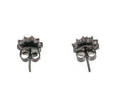 Sparkling Sea - Vintage Sterling Silver Turquoise & Diamond Stud Earrings (VE135)