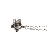 Little Darling - Vintage Retro 14K White Gold Natural Diamond Blossom Pendant & Chain (VP053)