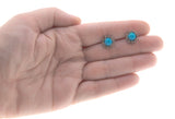 Sparkling Sea - Vintage Sterling Silver Turquoise & Diamond Stud Earrings (VE135)