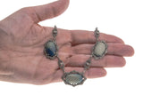 Art Deco Sterling Sliver Lapis Lazuli & Marcasite Necklace (ADN017)