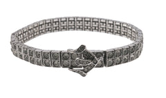 Downton Girl - Edwardian (Post) 1917 Sterling Silver Paste Buckle Bracelet (EDB002)