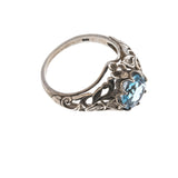 Sky - Estate Sterling Silver Blue Natural Topaz Scottish Thistle Ring (ER104)