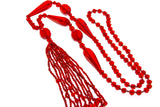 Art Deco Flapper Sautoir Ruby Red Czech Crystal Necklace