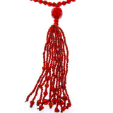 Art Deco Flapper Sautoir Ruby Red Czech Crystal Necklace