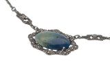 Art Deco Sterling Sliver Lapis Lazuli & Marcasite Necklace (ADN017)