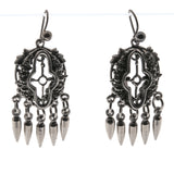 Olé - Victorian Spanish 19th Century Silvered Ornate Dangly Earrings (VICE008)