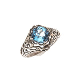 Sky - Estate Sterling Silver Blue Natural Topaz Scottish Thistle Ring (ER104)