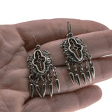 Olé - Victorian Spanish 19th Century Silvered Ornate Dangly Earrings (VICE008)