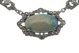 Art Deco Sterling Sliver Lapis Lazuli & Marcasite Necklace (ADN017)