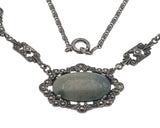 Art Deco Sterling Sliver Lapis Lazuli & Marcasite Necklace (ADN017)