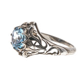 Sky - Estate Sterling Silver Blue Natural Topaz Scottish Thistle Ring (ER104)