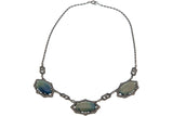 Art Deco Sterling Sliver Lapis Lazuli & Marcasite Necklace (ADN017)
