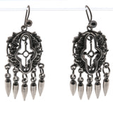 Olé - Victorian Spanish 19th Century Silvered Ornate Dangly Earrings (VICE008)