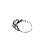 Mon Chéri - Estate Sterling Silver Natural Ruby & Seed Pearl Filigree Ring  (ER060)