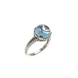 Pool Of Light - Estate Sterling Silver Blue Topaz Cabochon Ring  (ER130)