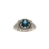 Ocean's Treasure - Estate Sterling Silver Natural London Blue Topaz & Seed Pearl Ring  (ER080)