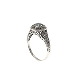 Dew - Estate Sterling Silver Natural Green Amethyst Filigree Ring (ER103)
