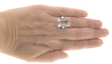 Retro Drama - Vintage 14K White Gold Emerald Cut Quartz Solitaire Ring (VR268)