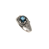 Ocean's Treasure - Estate Sterling Silver Natural London Blue Topaz & Seed Pearl Ring  (ER080)