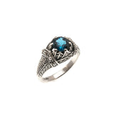 Ocean's Treasure - Estate Sterling Silver Natural London Blue Topaz & Seed Pearl Ring  (ER080)