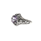 Scottish Thistle - Estate Sterling Silver Natural Amethyst Ornate Ring (ER192)