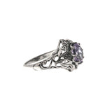 Scottish Thistle - Estate Sterling Silver Natural Amethyst Ornate Ring (ER192)