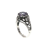 Scottish Thistle - Estate Sterling Silver Natural Amethyst Ornate Ring (ER192)