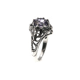 Scottish Thistle - Estate Sterling Silver Natural Amethyst Ornate Ring (ER192)