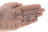 Green With Envy - Estate Sterling Silver Emerald Filigree Earrings (EE141)