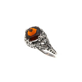 Red Red Wine - Estate Sterling Silver Natural Garnet Filigree Ring  (ER109)