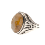 Retro Translucence - Art Deco Sterling Silver Agate Gents Ring
