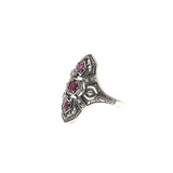 Oysters & Wine - Estate Sterling Silver Ruby & Seed Pearl Ring (ER062)