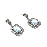 Tranquil Blue - Estate Sterling Silver Blue Topaz Filigree Earrings (EE137)