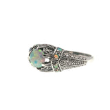 Jewel Of Colour - Estate Sterling Silver Opal Ornate Ring  (ER114)