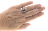 Sea Of Filigree - Estate Sterling Silver Natural London Blue Topaz Filigree Ring (ER119)