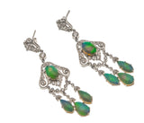 Mystical Jewels - Estate Edwardian Revival 18K White Gold Natural Opal & Diamond Chandelier Earrings  (EE086)