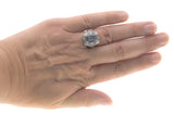Tranquil Blue - Estate Sterling Silver Blue Natural Topaz Filigree Ring  (ER106)