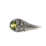Jewel Of The Amazon - Estate Sterling Silver Natural Peridot & Seed Pearl Ring   (ER159)