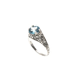 Daydream - Estate Sterling Silver Natural Blue Topaz Filigree Ring (ER120)