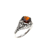 Red Red Wine - Estate Sterling Silver Natural Garnet Filigree Ring  (ER109)
