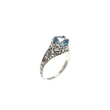 Daydream - Estate Sterling Silver Natural Blue Topaz Filigree Ring (ER120)