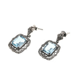 Tranquil Blue - Estate Sterling Silver Blue Topaz Filigree Earrings (EE137)