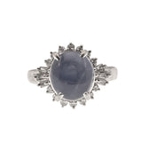 Mystical Star - Vintage Platinum Natural Star Sapphire & Diamond Ring (VR389)