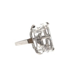 Retro Drama - Vintage 14K White Gold Emerald Cut Quartz Solitaire Ring (VR268)