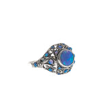 Kaleidoscope Of Blues - Estate Sterling Silver Blue Opal Ring (ER115)
